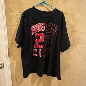Hustle City Black and Red Graphic Tee